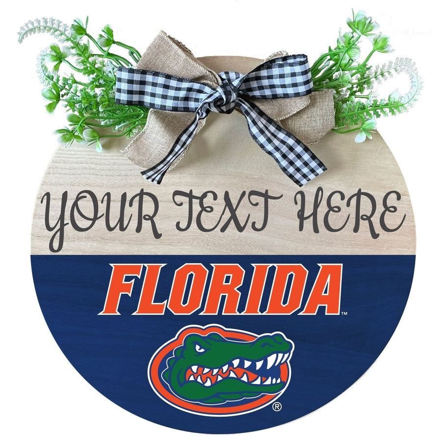 Florida Gators Customizable Wooden Wreath Welcome Sign Officially Licensed Collegiate Product Image 1