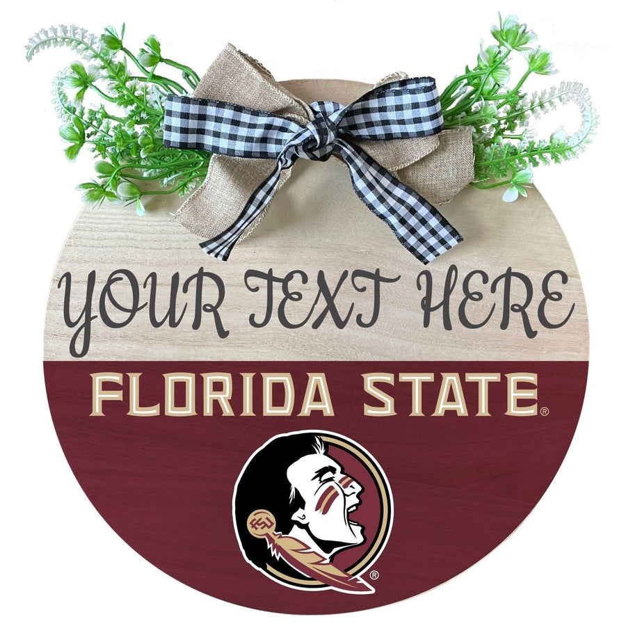 Florida State Seminoles Customizable Wooden Wreath Welcome Sign Officially Licensed Collegiate Product Image 1