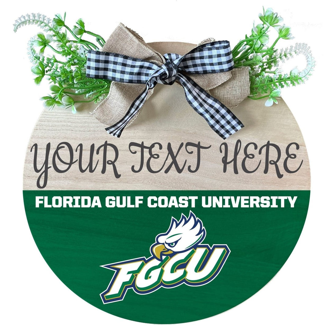 Florida Gulf Coast Eagles Customizable Wooden Wreath Welcome Sign Officially Licensed Collegiate Product Image 1