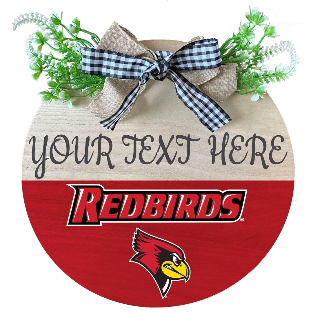 Illinois State Redbirds Customizable Wooden Wreath Welcome Sign Officially Licensed Collegiate Product Image 1