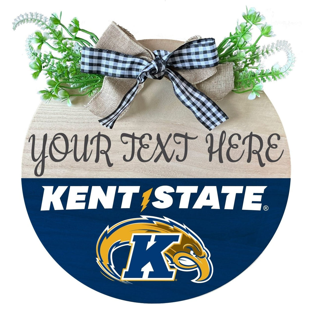 Kent State University Customizable Wooden Wreath Welcome Sign Officially Licensed Collegiate Product Image 1