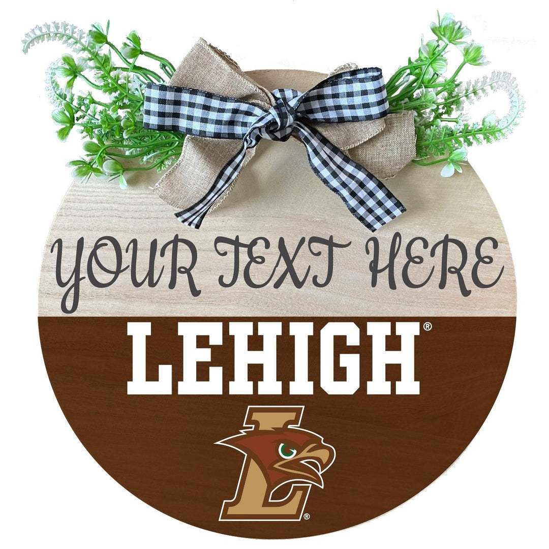 Lehigh University Mountain Hawks Customizable Wooden Wreath Welcome Sign Officially Licensed Collegiate Product Image 1