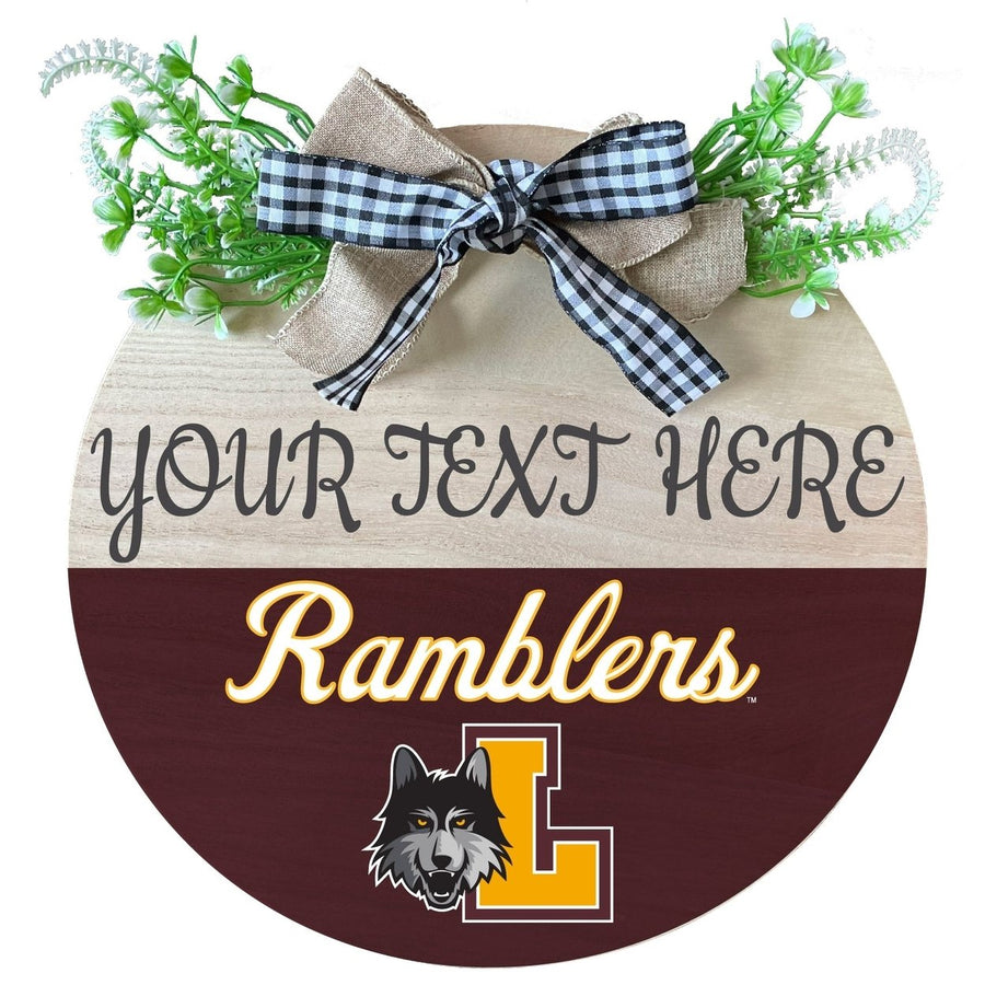 Loyola University Ramblers Customizable Wooden Wreath Welcome Sign Officially Licensed Collegiate Product Image 1