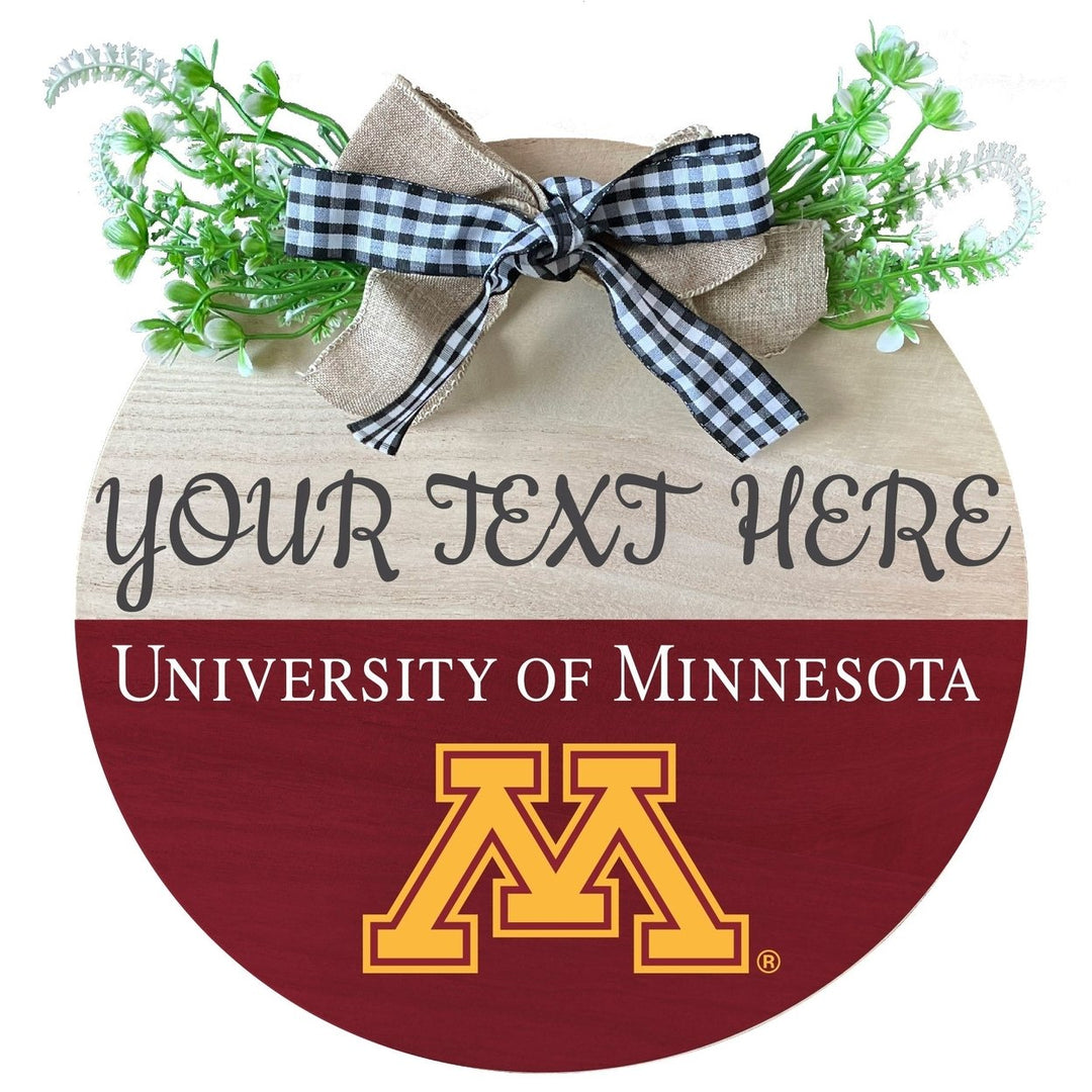 Minnesota Gophers Customizable Wooden Wreath Welcome Sign Officially Licensed Collegiate Product Image 1