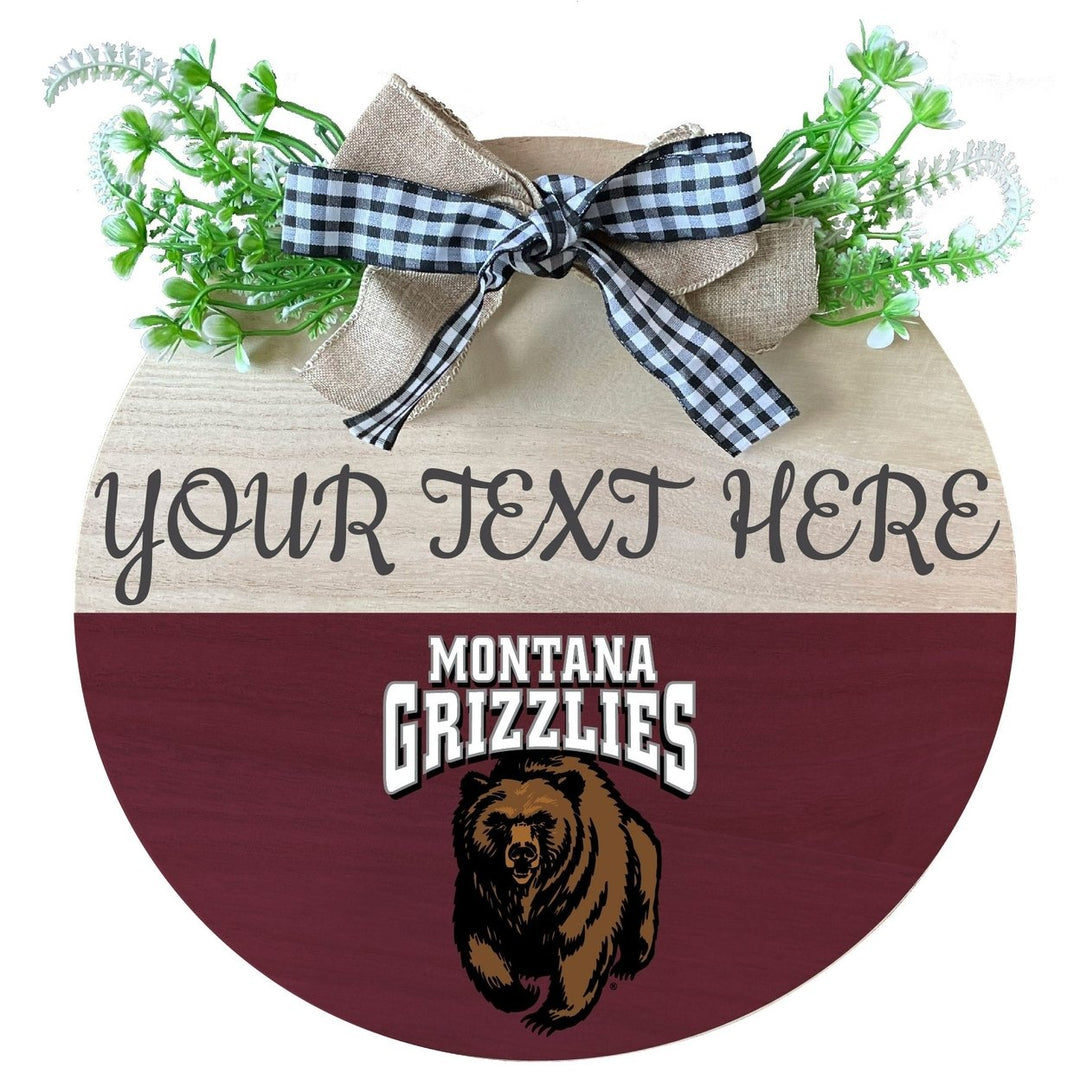 Montana University Customizable Wooden Wreath Welcome Sign Officially Licensed Collegiate Product Image 1