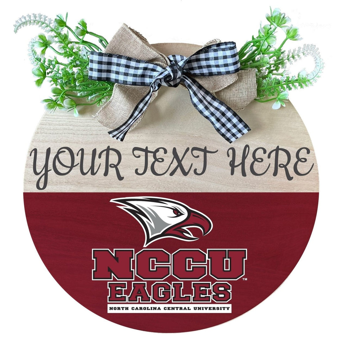 North Carolina Central Eagles Customizable Wooden Wreath Welcome Sign Officially Licensed Collegiate Product Image 1