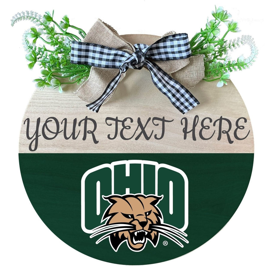 Ohio University Customizable Wooden Wreath Welcome Sign Officially Licensed Collegiate Product Image 1