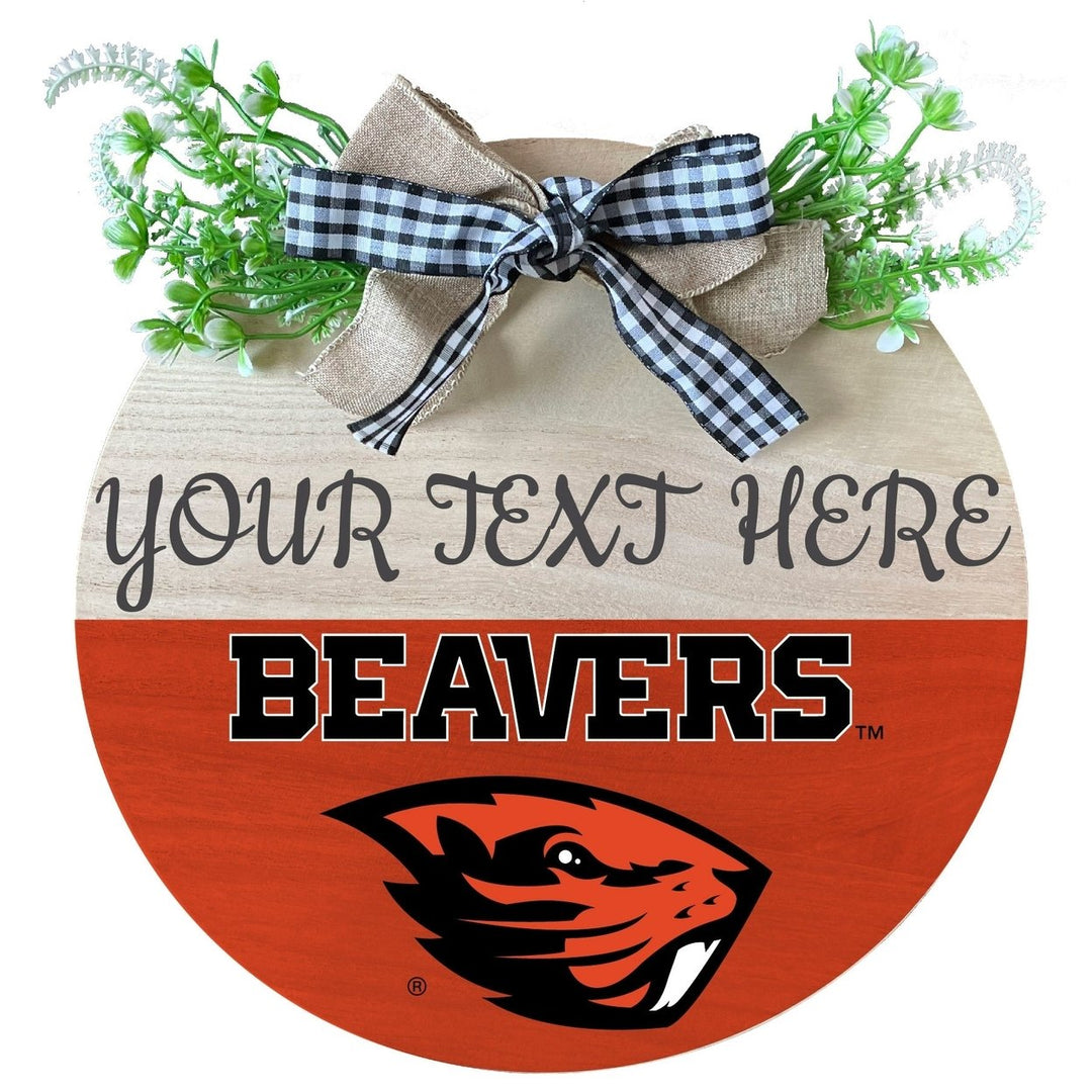 Oregon State Beavers Customizable Wooden Wreath Welcome Sign Officially Licensed Collegiate Product Image 1