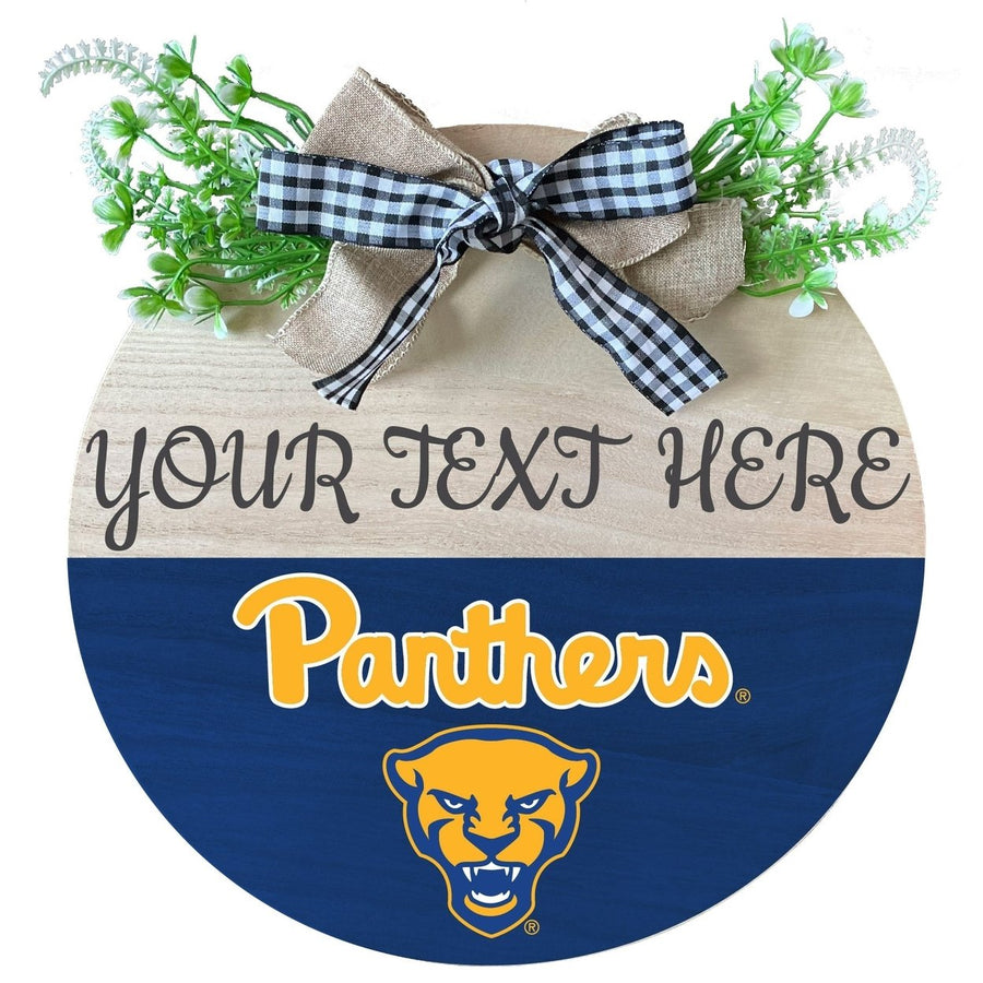 Pittsburgh Panthers Customizable Wooden Wreath Welcome Sign Officially Licensed Collegiate Product Image 1