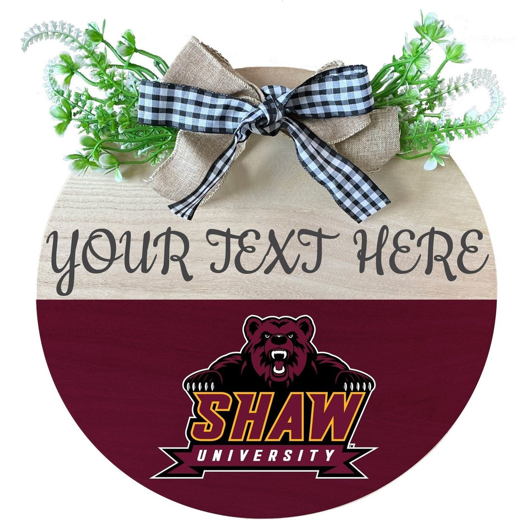 Shaw University Bears Customizable Wooden Wreath Welcome Sign Officially Licensed Collegiate Product Image 1