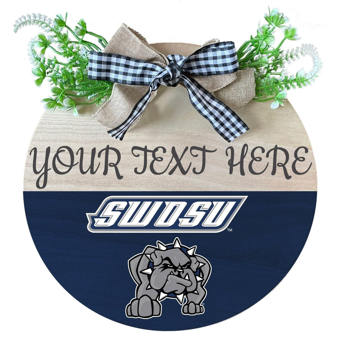 Southwestern Oklahoma State University Customizable Wooden Wreath Welcome Sign Officially Licensed Collegiate Product Image 1