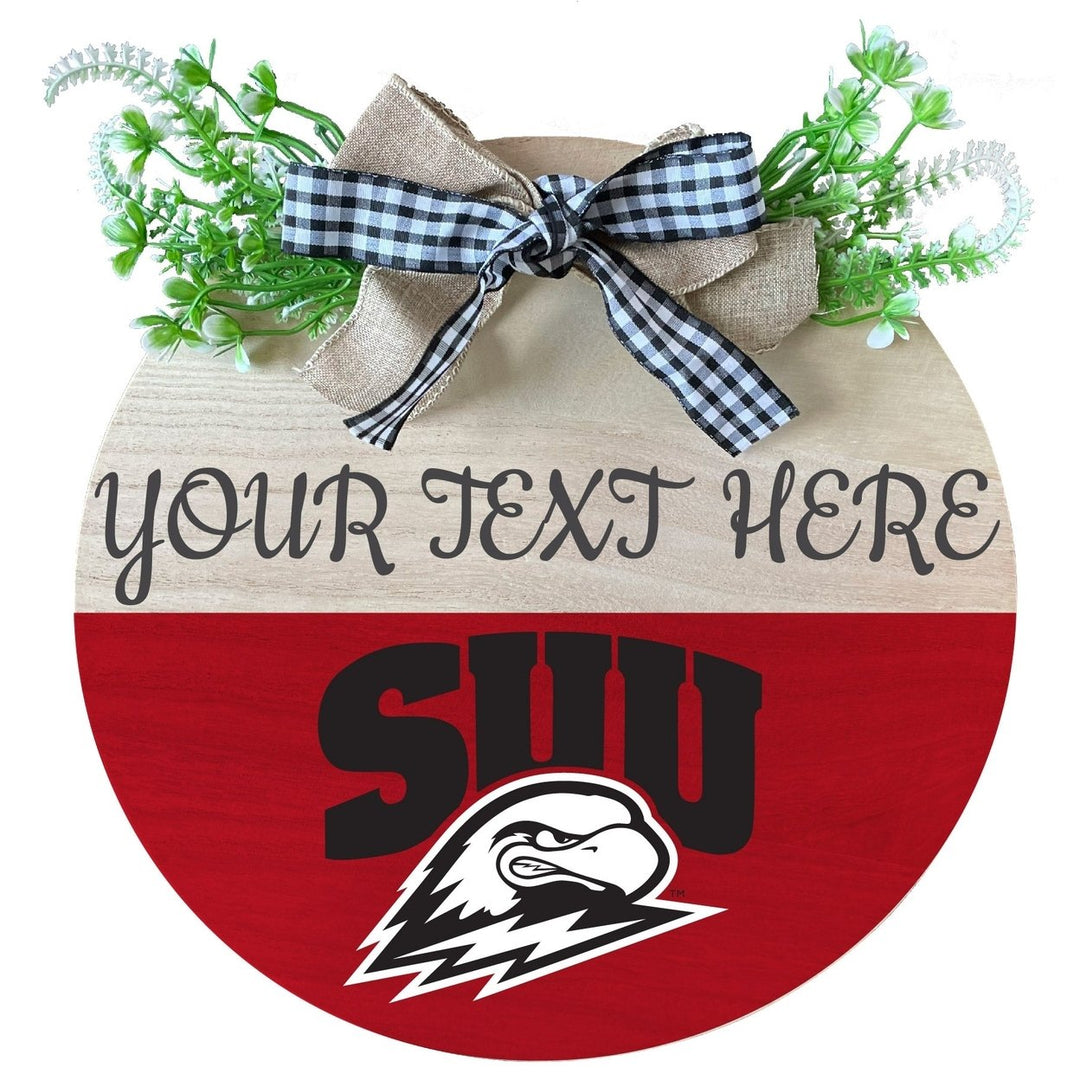 Southern Utah University Customizable Wooden Wreath Welcome Sign Officially Licensed Collegiate Product Image 1