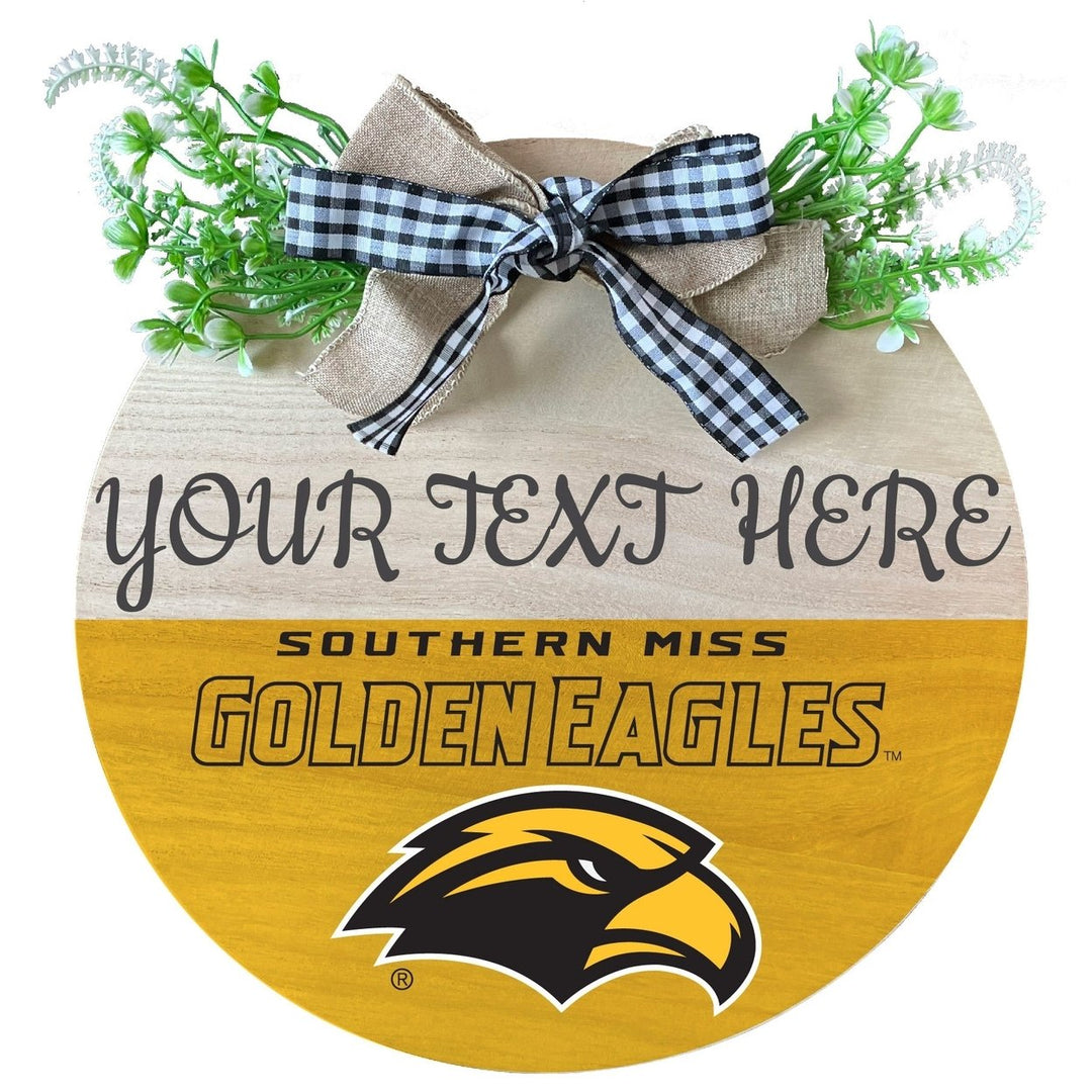 Southern Mississippi Golden Eagles Customizable Wooden Wreath Welcome Sign Officially Licensed Collegiate Product Image 1