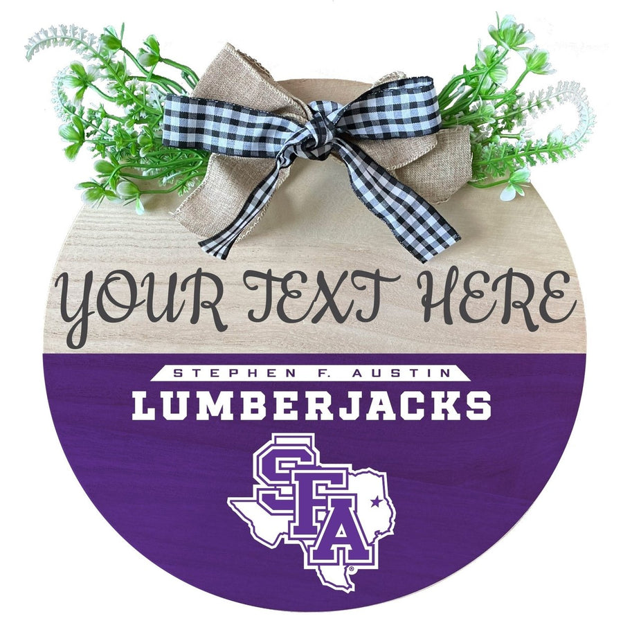 Stephen F. Austin State University Customizable Wooden Wreath Welcome Sign Officially Licensed Collegiate Product Image 1