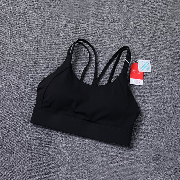 Padded Womens Sports Bra Cross Back High Support Gym Yoga Running Vest Nylon Image 4