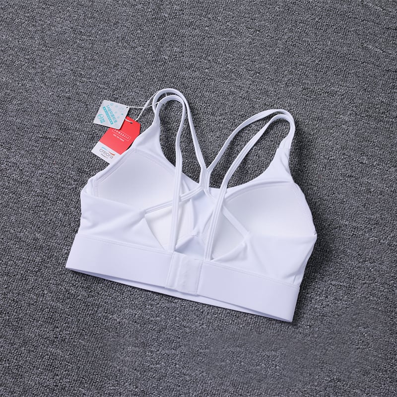 Padded Womens Sports Bra Cross Back High Support Gym Yoga Running Vest Nylon Image 1