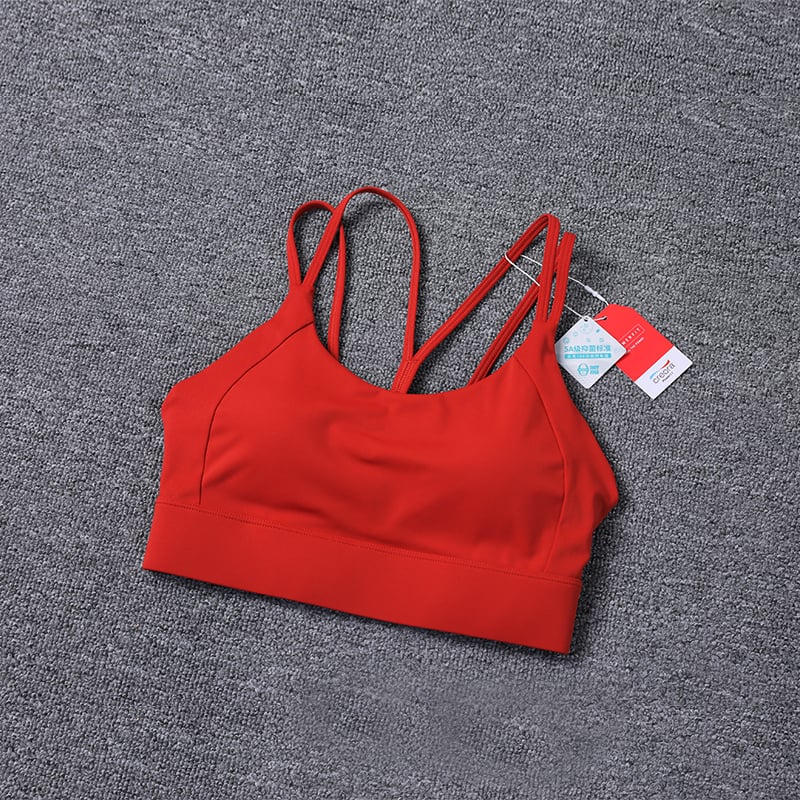 Padded Womens Sports Bra Cross Back High Support Gym Yoga Running Vest Nylon Image 1