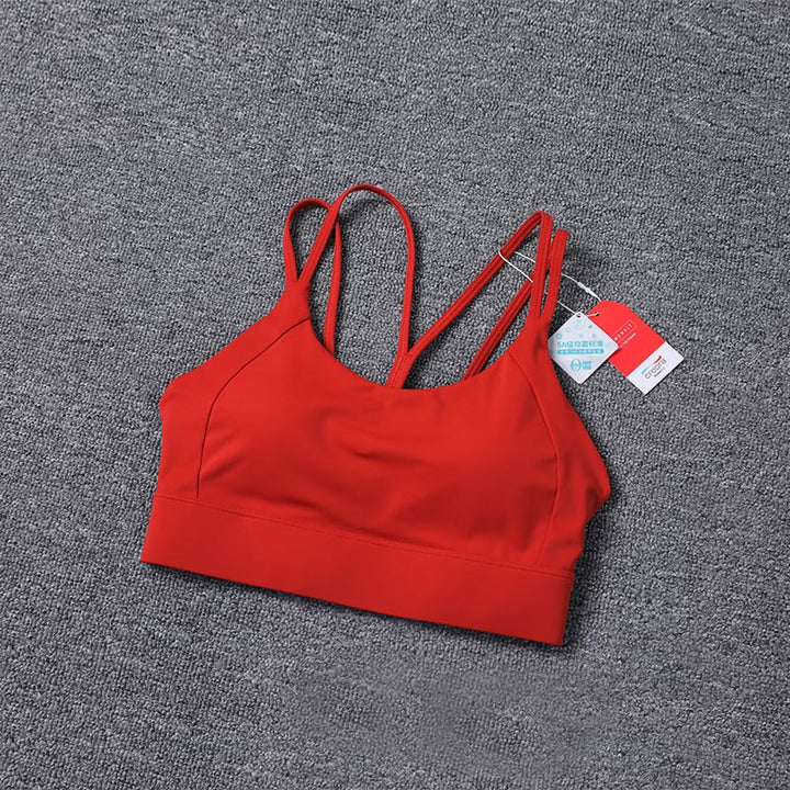 Padded Womens Sports Bra Cross Back High Support Gym Yoga Running Vest Nylon Image 1