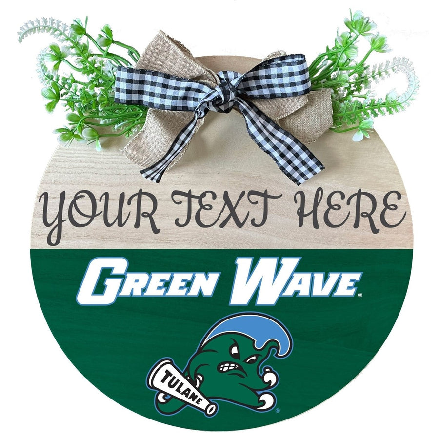 Tulane University Green Wave Customizable Wooden Wreath Welcome Sign Officially Licensed Collegiate Product Image 1