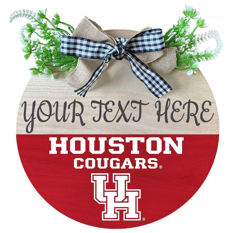 University of Houston Customizable Wooden Wreath Welcome Sign Officially Licensed Collegiate Product Image 1