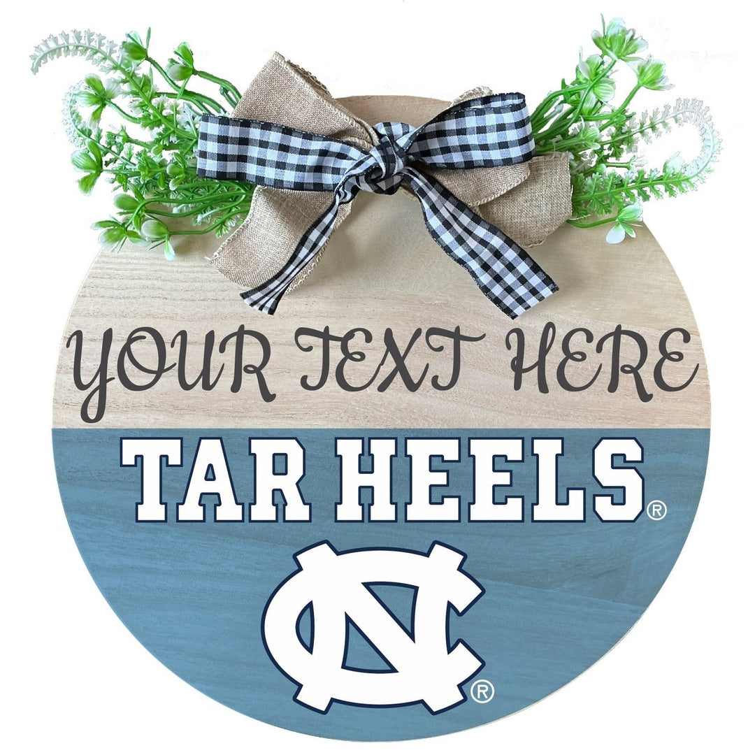 UNC Tar Heels Customizable Wooden Wreath Welcome Sign Officially Licensed Collegiate Product Image 1