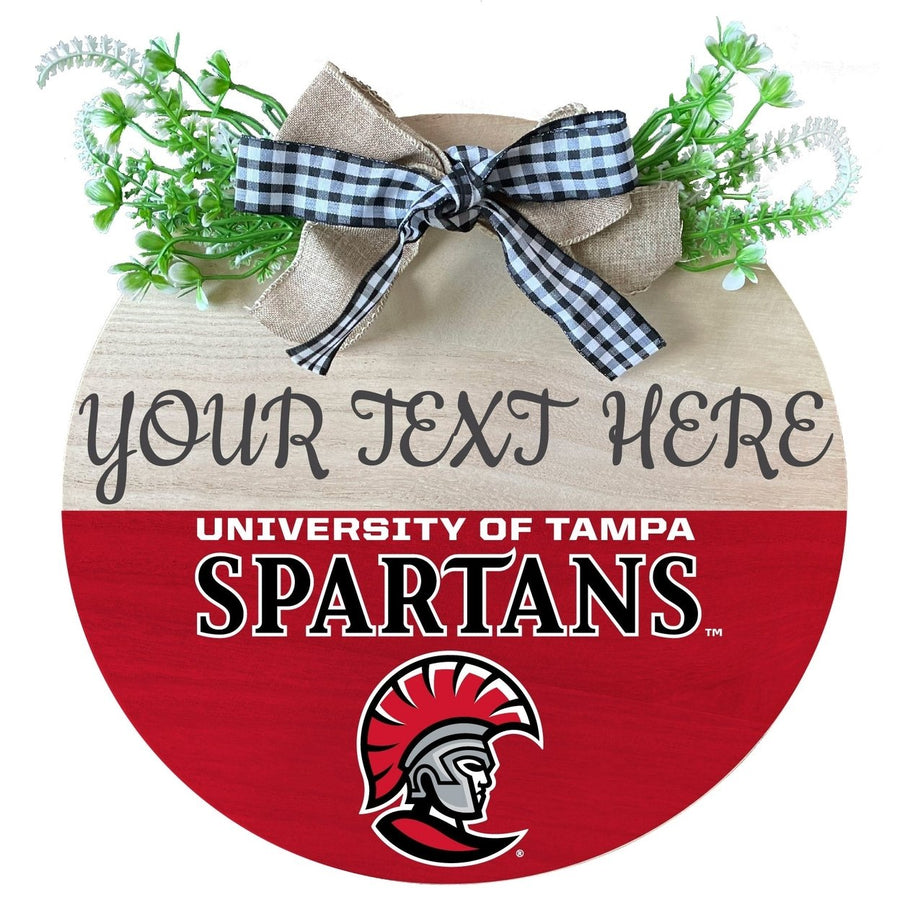 University of Tampa Spartans Customizable Wooden Wreath Welcome Sign Officially Licensed Collegiate Product Image 1