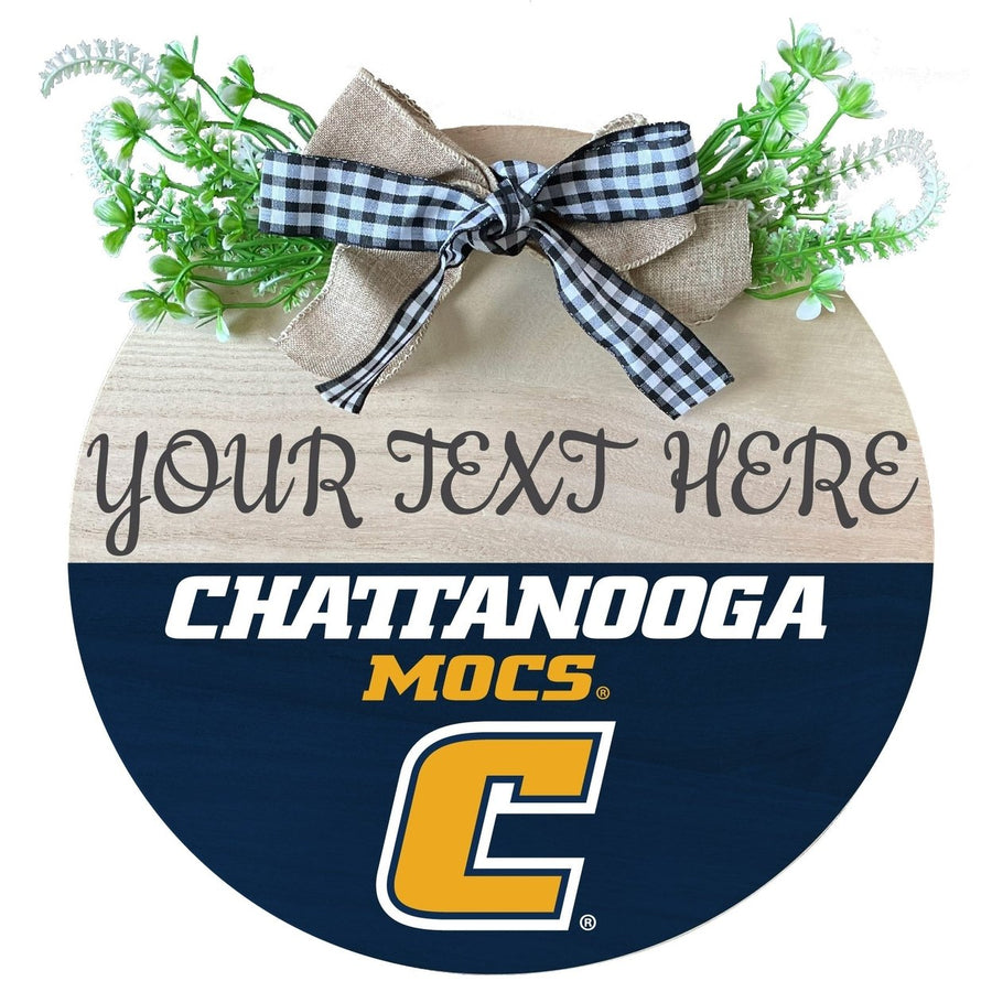 University of Tennessee at Chattanooga Customizable Wooden Wreath Welcome Sign Officially Licensed Collegiate Product Image 1