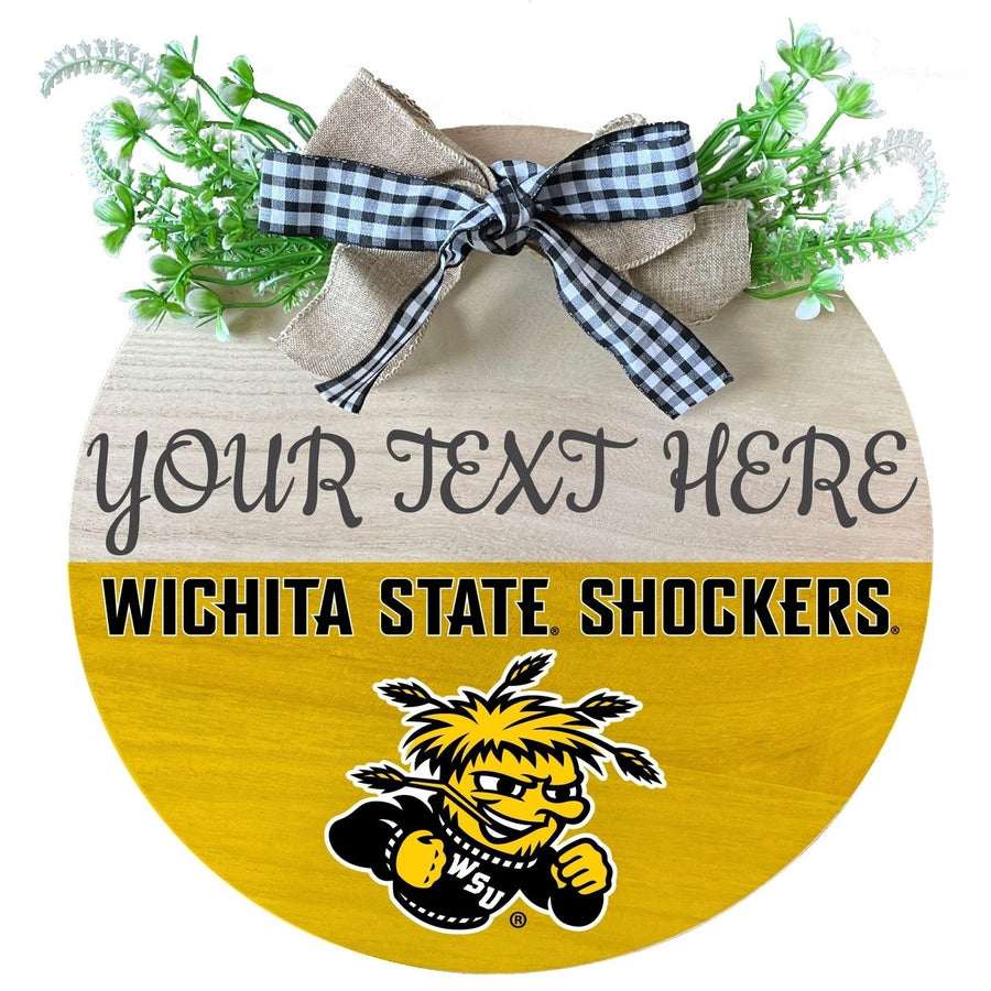 Wichita State Shockers Customizable Wooden Wreath Welcome Sign Officially Licensed Collegiate Product Image 1