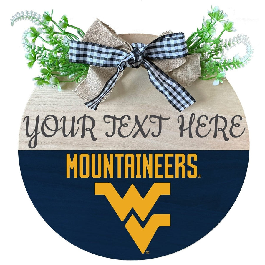 West Virginia Mountaineers Customizable Wooden Wreath Welcome Sign Officially Licensed Collegiate Product Image 1