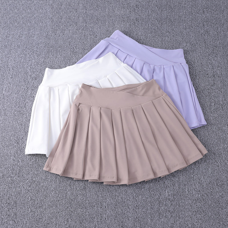 2024 Pleated Nylon Spandex High Waisted Tennis Skirt with Pockets A-Line Women Image 1