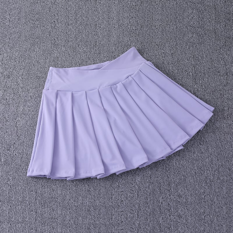 2024 Pleated Nylon Spandex High Waisted Tennis Skirt with Pockets A-Line Women Image 1