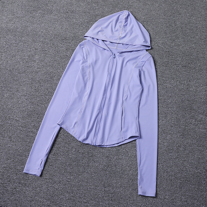 2024 Autumn Casual Full Sleeve Hooded Zipper Blouse for Women Thin Polyester Image 2