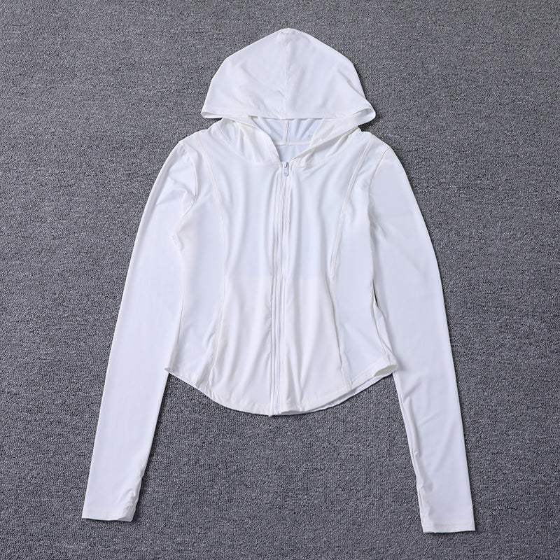 2024 Autumn Casual Full Sleeve Hooded Zipper Blouse for Women Thin Polyester Image 4