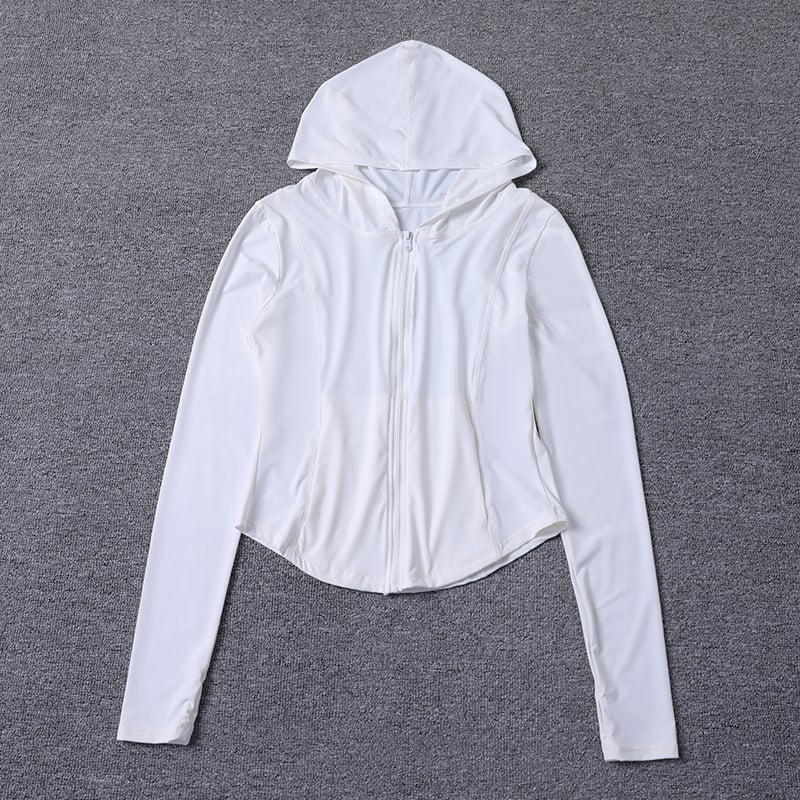 2024 Autumn Casual Full Sleeve Hooded Zipper Blouse for Women Thin Polyester Image 1