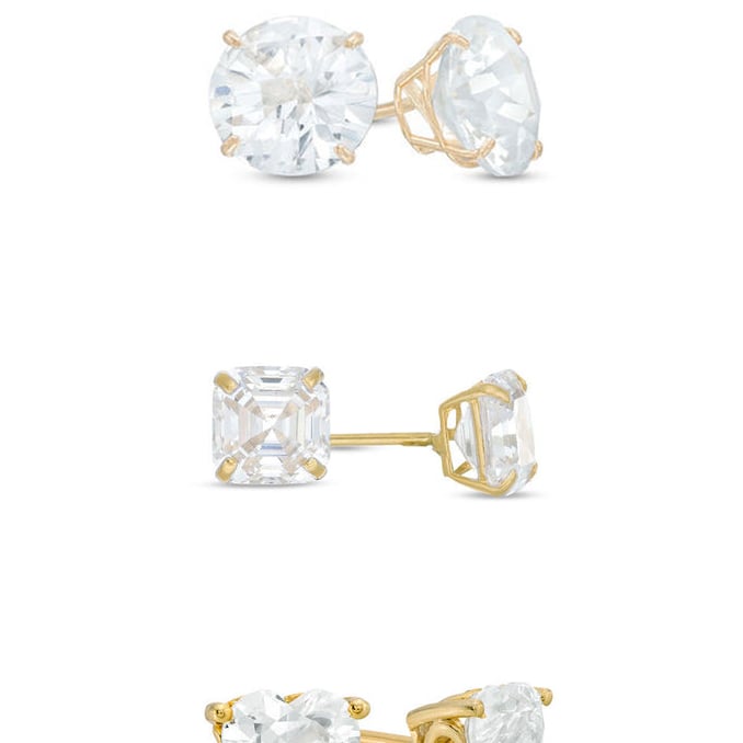 Paris Jewelry 18k Yellow Gold Created White Sapphire Stud Earrings 4Cttw Set Image 1