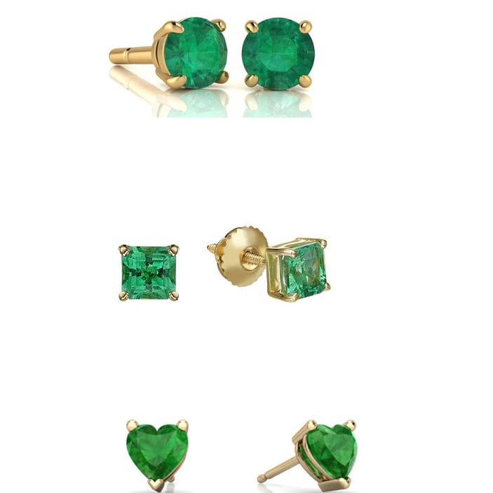 Paris Jewelry 18k Yellow Gold Created Emerald Stud Earrings 4Cttw Gift Boxed Image 1