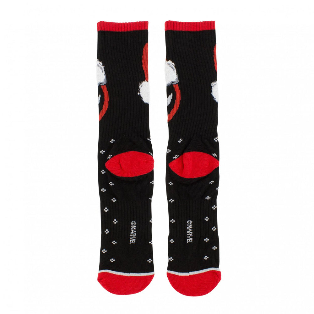 Deadpool Santa Claus Hat Logo Athletic Crew Socks Image 2