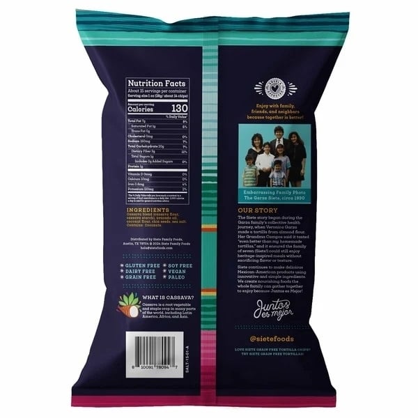 Siete Grain Free Sea Salt Tortilla Chips 15 Ounce Image 2