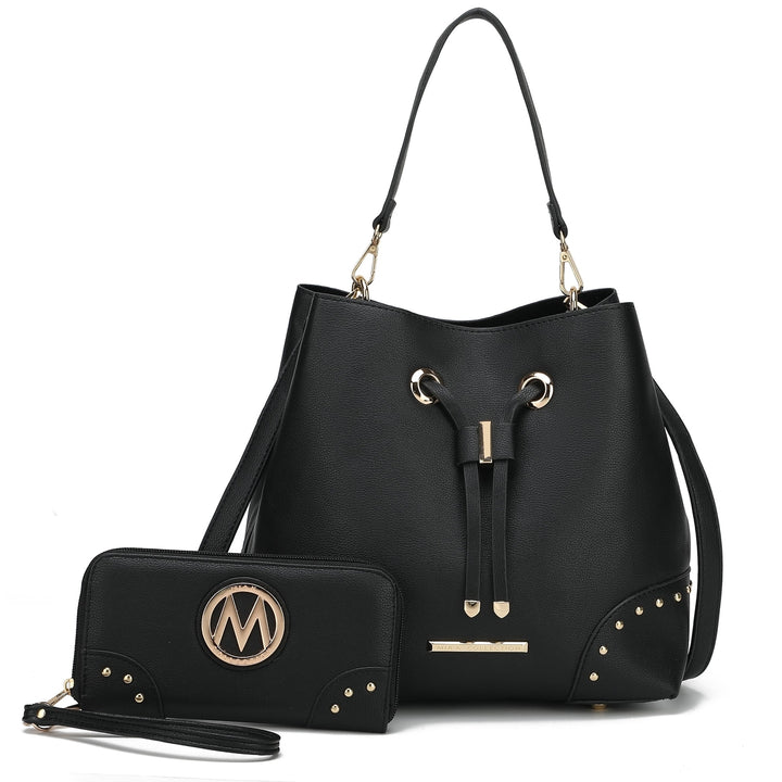 MKFCollection Callie Bucket Bag and Wallet Set - Vegan Leather Designer Handbag Image 3