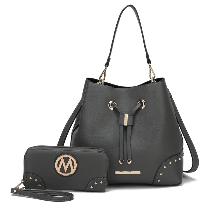 MKFCollection Callie Bucket Bag and Wallet Set - Vegan Leather Designer Handbag Image 6