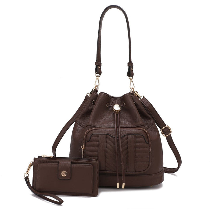 MKFCollection Ryder Bucket Bag and Wallet Set - Vegan Leather Designer Handbag Image 3