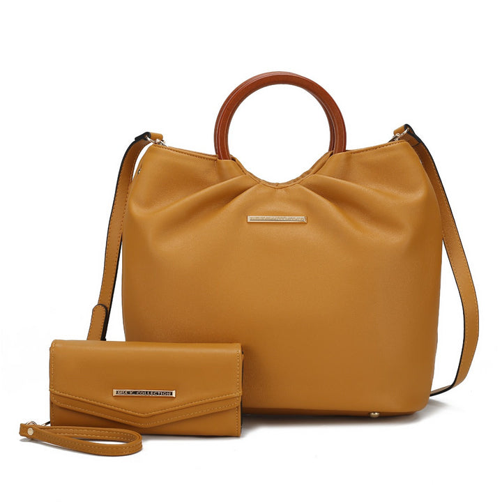 MKFCollection Leilani Tote Bag and Wallet - Vegan Leather Designer Handbag Image 7