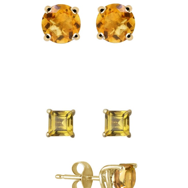 Paris Jewelry 18k Yellow Gold Plated 4Cttw Created Citrine Stud Earrings Set Image 1