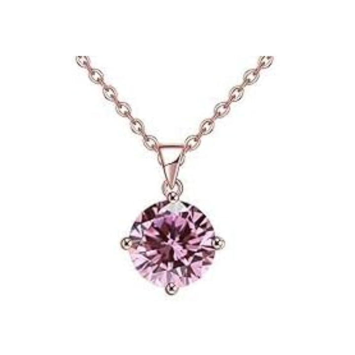 18k Rose Gold Created Pink Sapphire Necklace Earrings Bracelet Set 6 Ct Image 2