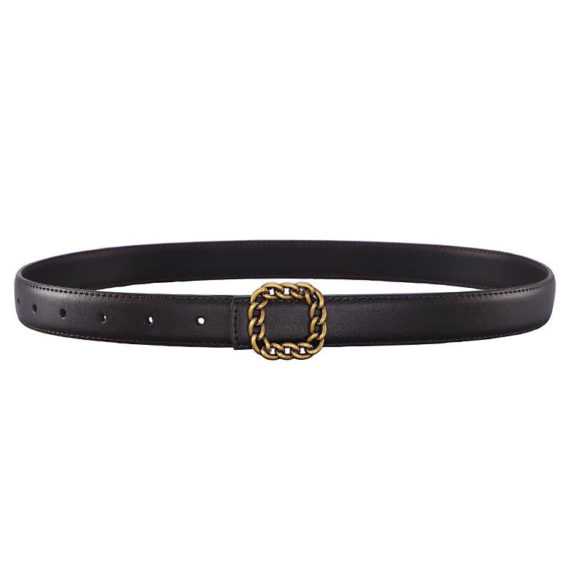 Women Fashion Braid Square Buckle Leather Belt Image 1