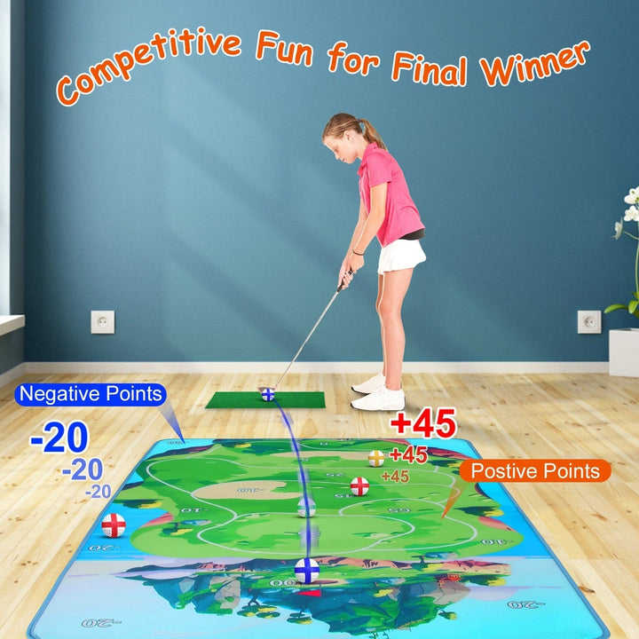 Casual Golf Game Set Indoor Outdoor Golf Pratice Mat Chipping Green Golf Yard Games for Kids Adults with 20 Sticky Golf Image 2