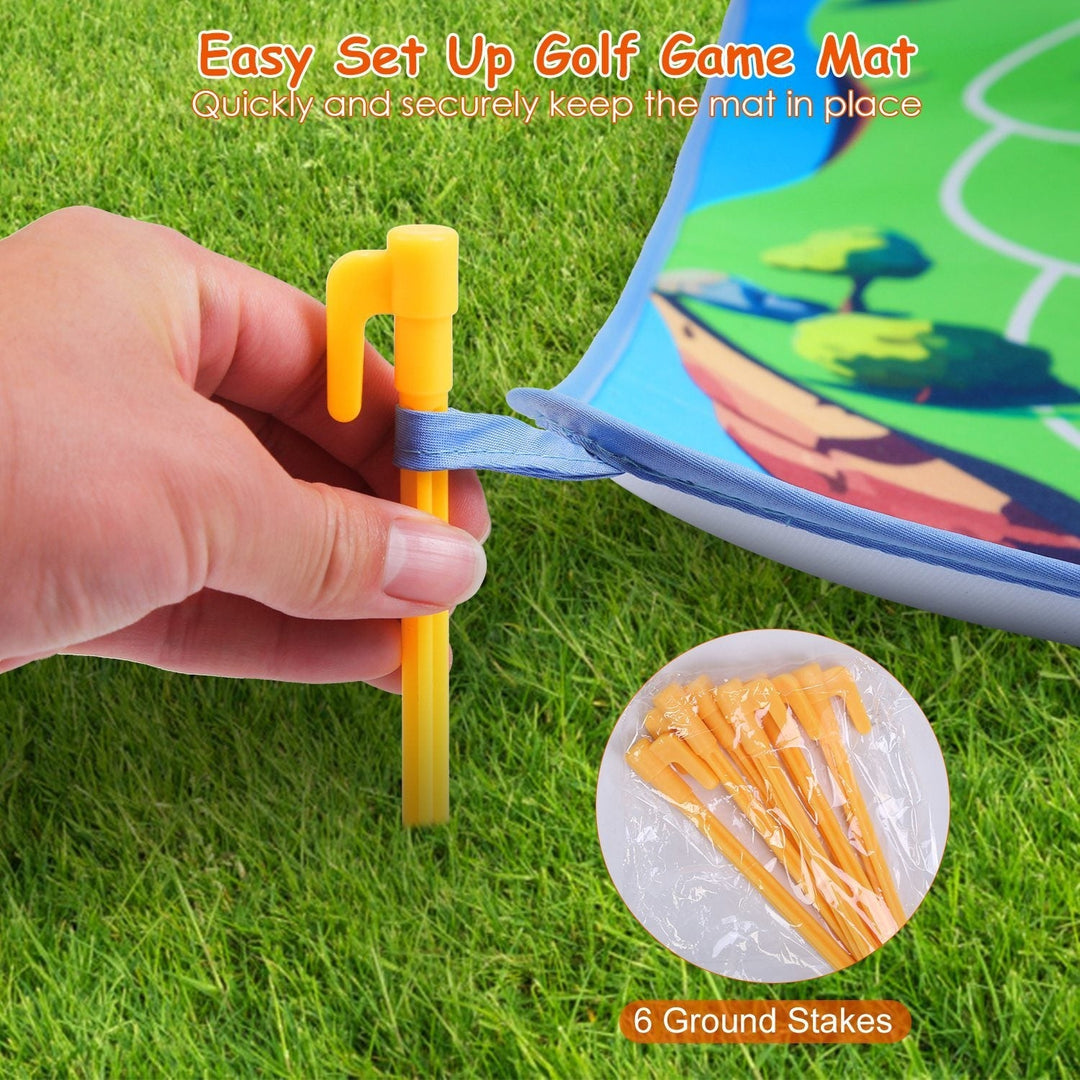 Casual Golf Game Set Indoor Outdoor Golf Pratice Mat Chipping Green Golf Yard Games for Kids Adults with 20 Sticky Golf Image 4