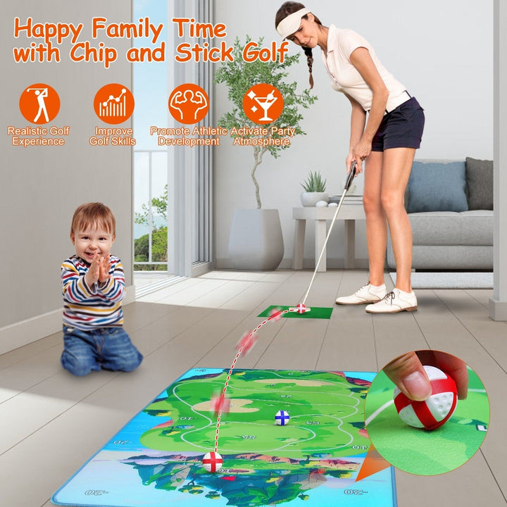 Casual Golf Game Set Indoor Outdoor Golf Pratice Mat Chipping Green Golf Yard Games for Kids Adults with 20 Sticky Golf Image 4