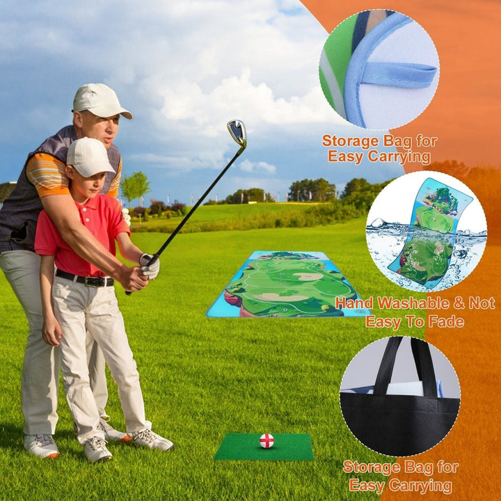 Casual Golf Game Set Indoor Outdoor Golf Pratice Mat Chipping Green Golf Yard Games for Kids Adults with 20 Sticky Golf Image 6