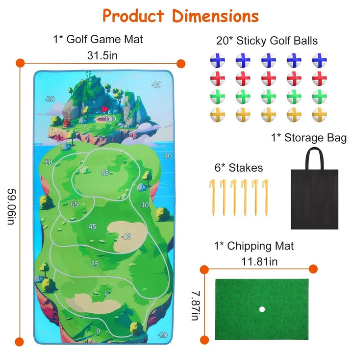 Casual Golf Game Set Indoor Outdoor Golf Pratice Mat Chipping Green Golf Yard Games for Kids Adults with 20 Sticky Golf Image 7